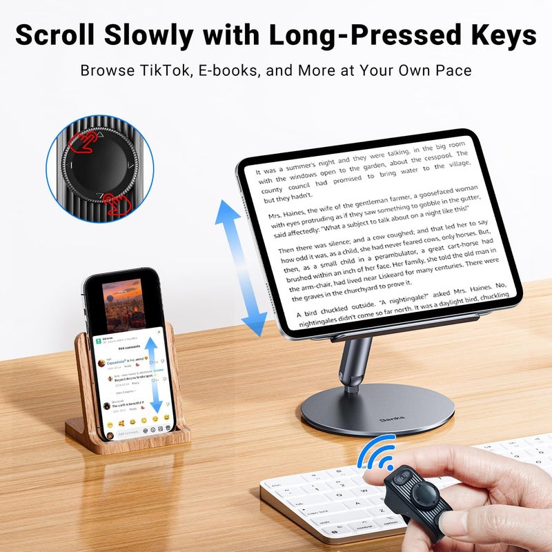 MILOUZ Remote Scrolling Ring for Tiktok,Page Turner for Kindle App,Bluetooth Camera Shutter Remote for iPhone, Android,iOS,iPad,Tablet-Black - Image 3